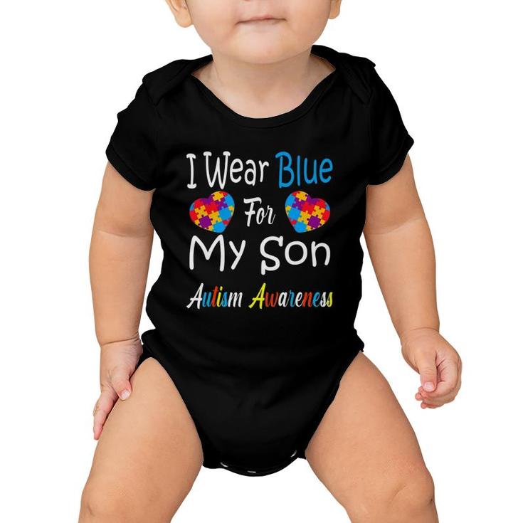 Father's Day Gift I Wear Blue For My Son Autism Awareness Baby Onesie