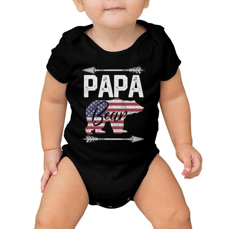Father's Day Gift Papa Bear Dad Grandpa Usa Flag July 4Th Baby Onesie