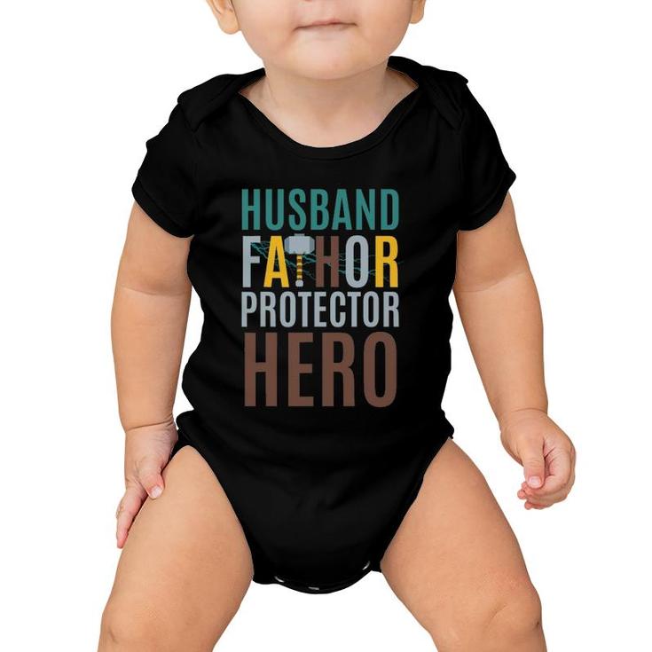 Fathorfathers Day Gift Husband Fathor Protector Hero Baby Onesie