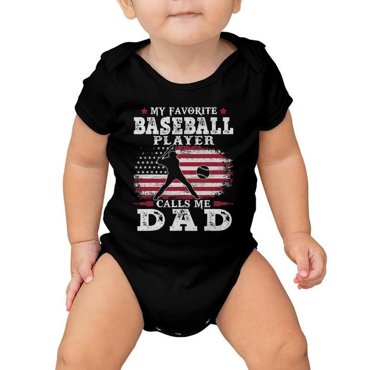 Favorite Baseball Player Calls Me Dad Usa Flag Father's Day Baby Onesie