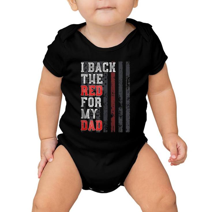 Firefighter Dad Daughter Son Support Flag Design Red Zip Baby Onesie