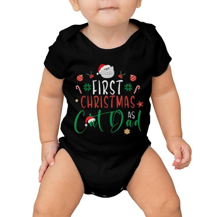First Christmas As Cat Dad Pj's For Xmas Cat Owner  Baby Onesie
