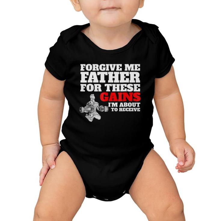 Forgive Me Father For These Gains Weight Lifting Baby Onesie