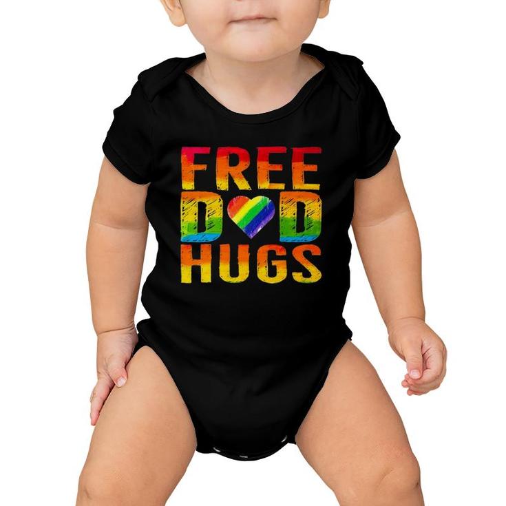 Free Dad Hugs Lgbtq Gay Pride Parades Rainbow  For Dad Baby Onesie