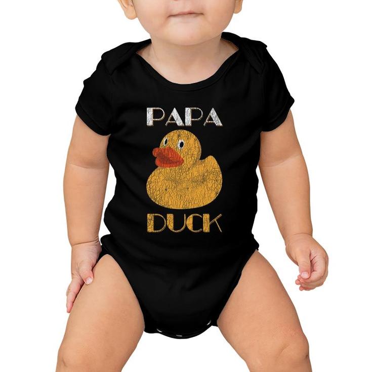 Funny Papa Duck Farm Animal Distressed Design Father's Day Baby Onesie