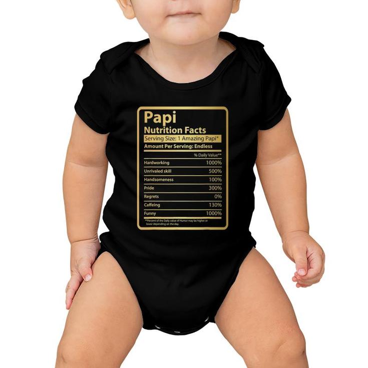 Funny Papi Nutrition Facts Father's Day Gift Papi Baby Onesie