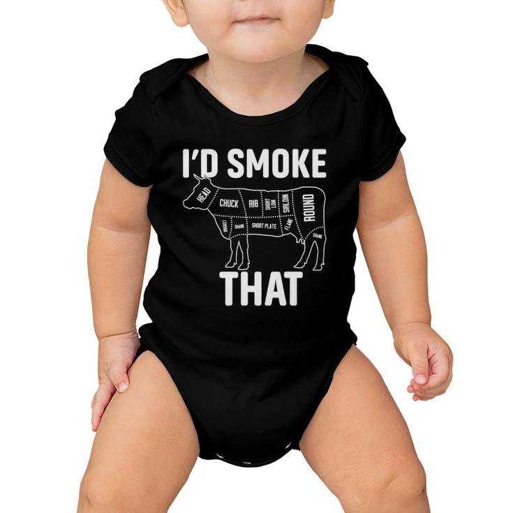 Funny Retro Bbq Party Smoker Chef Dad - I'd Smoke That Baby Onesie