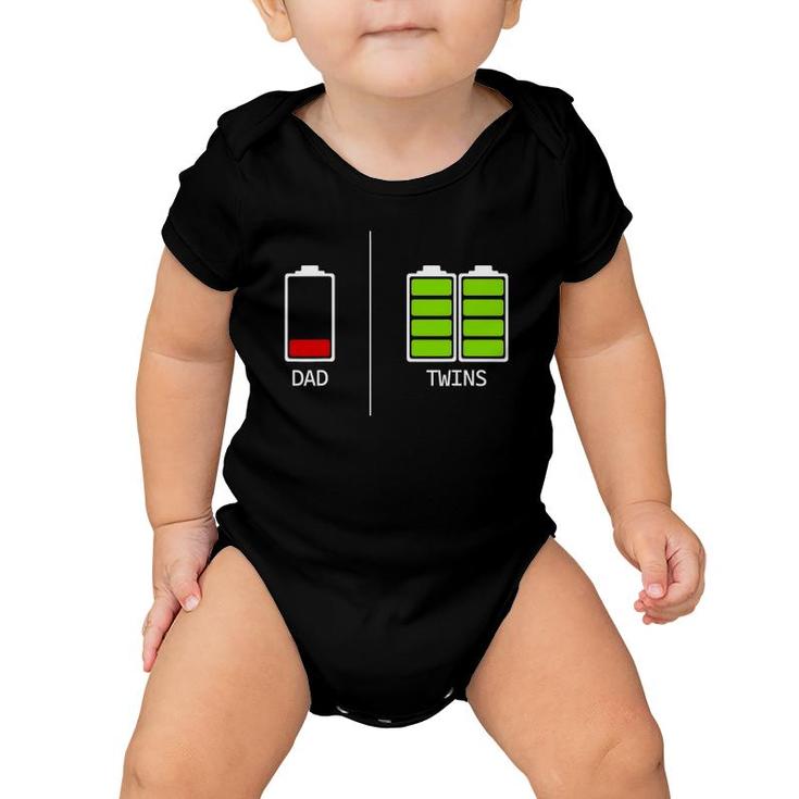 Funny Tired Dad Low Battery Dad Of Twins Gift For Men Daddy Baby Onesie