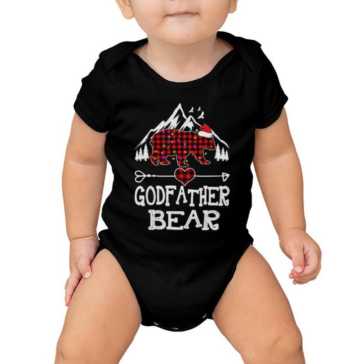 Godfather Bear Pajama Red Buffalo Xmas Family  Baby Onesie