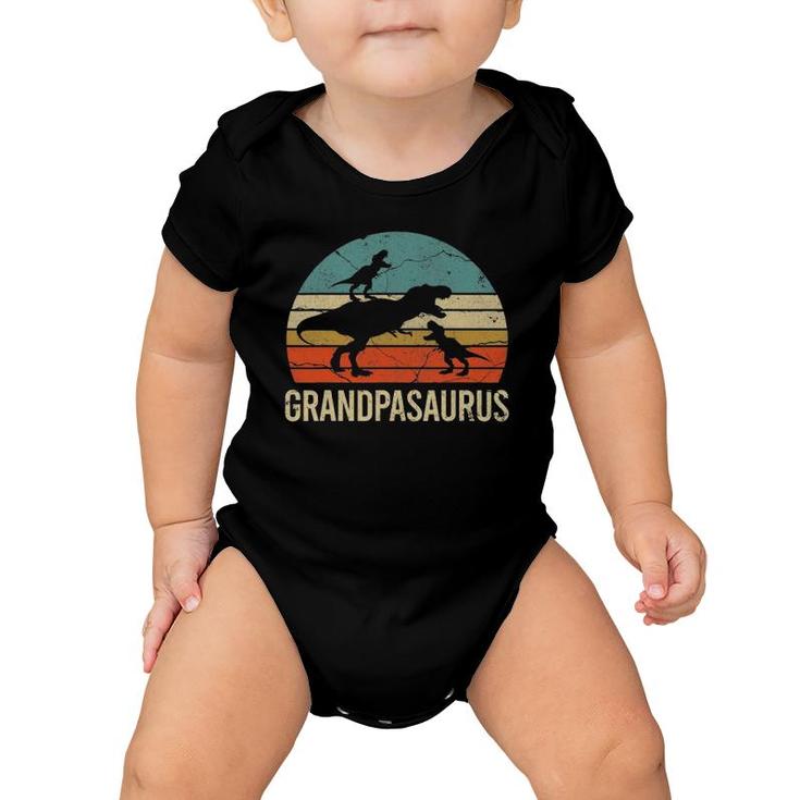 Grandpa Dinosaur Gift Funny Grandpasaurus 2 Two Grandkids Baby Onesie