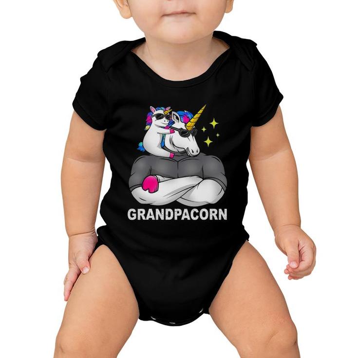 Grandpacorn Muscle , Unicorn Toddler With Grandpa Baby Onesie