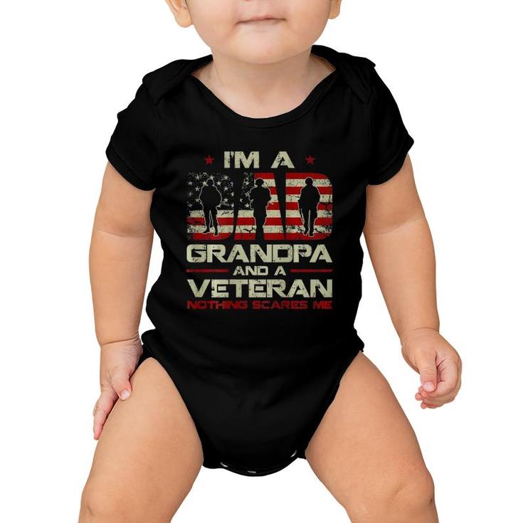 Gun American Flag I'm A Dad Grandpa And A Veteran On Back Baby Onesie