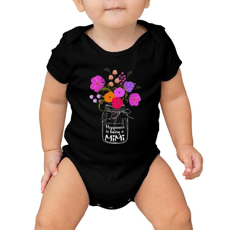 Happiness Is Being A Mimi  Gift For Grandma Mom Flower Baby Onesie