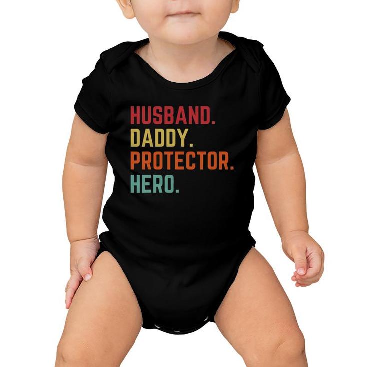 Husband Daddy Protector Hero Father's Day Gift For Dad Baby Onesie