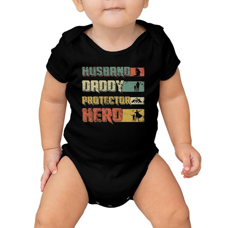 Husband Daddy Protector Hero Retro Vintage Father's Day Baby Onesie