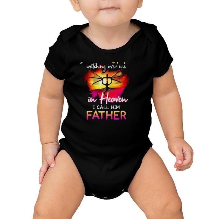 I Have A Guardian Angel Watching Over Me In Heaven I Call Him Father Christian Cross With Dragon Baby Onesie
