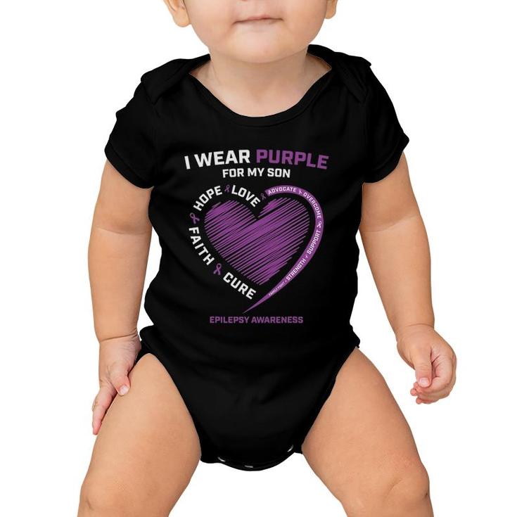 I Wear Purple For My Son Epilepsy Awareness Mom Dad Women Baby Onesie