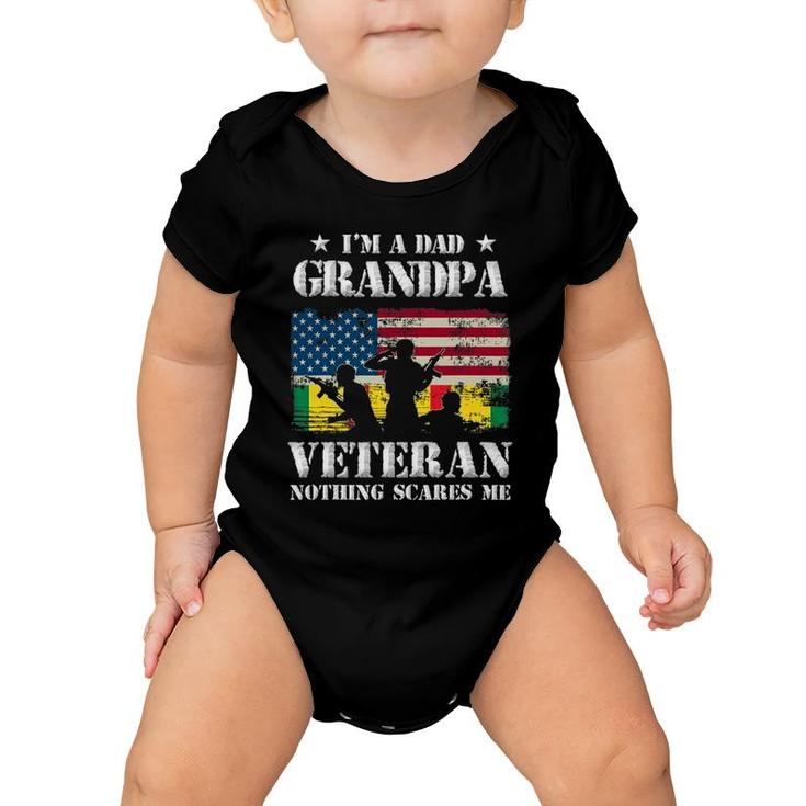 I'm A Dad Grandpa Veteran Nothing Scares Me Flag Gift Baby Onesie