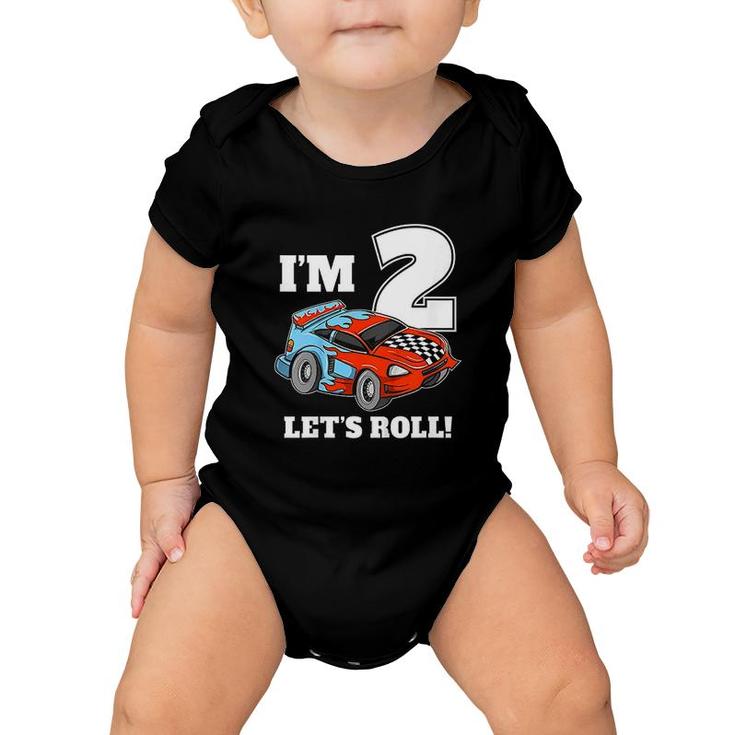 Kids Race Car 2nd Birthday Boy 2 Two Racing Car Driver  Baby Onesie