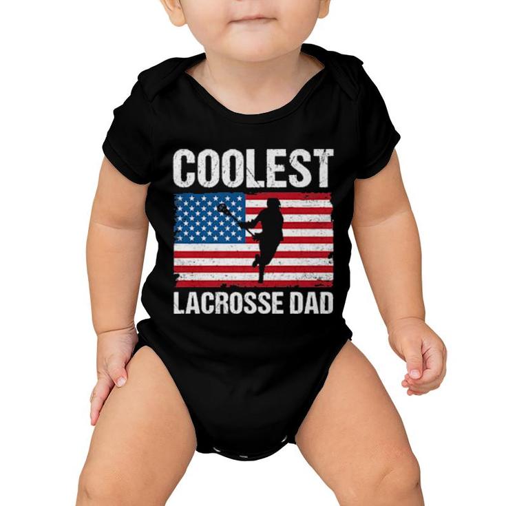Lacrosse Dad American Flag Lax Dad Lacrosse Player  Baby Onesie