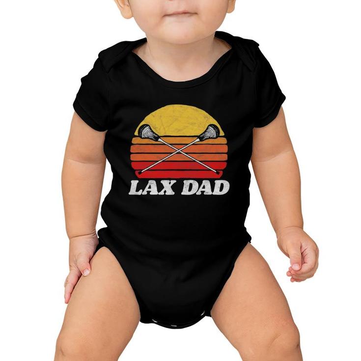 Lax Dad Vintage X Crossed Lacrosse Sticks 80S Sunset Retro Baby Onesie
