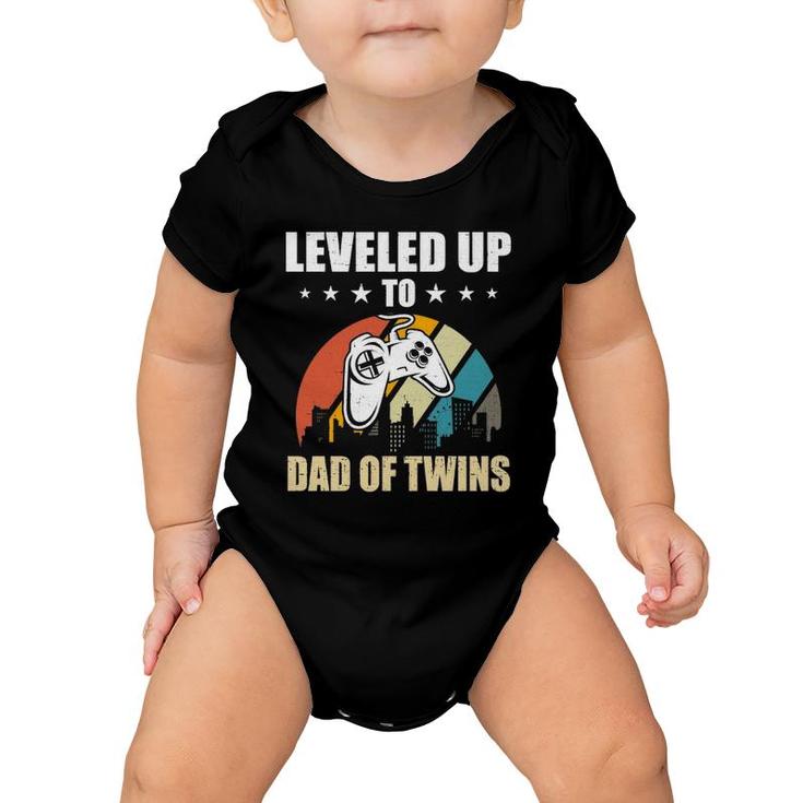 Leveled Up To Dad Of Twins Video Gamer Gaming  Baby Onesie