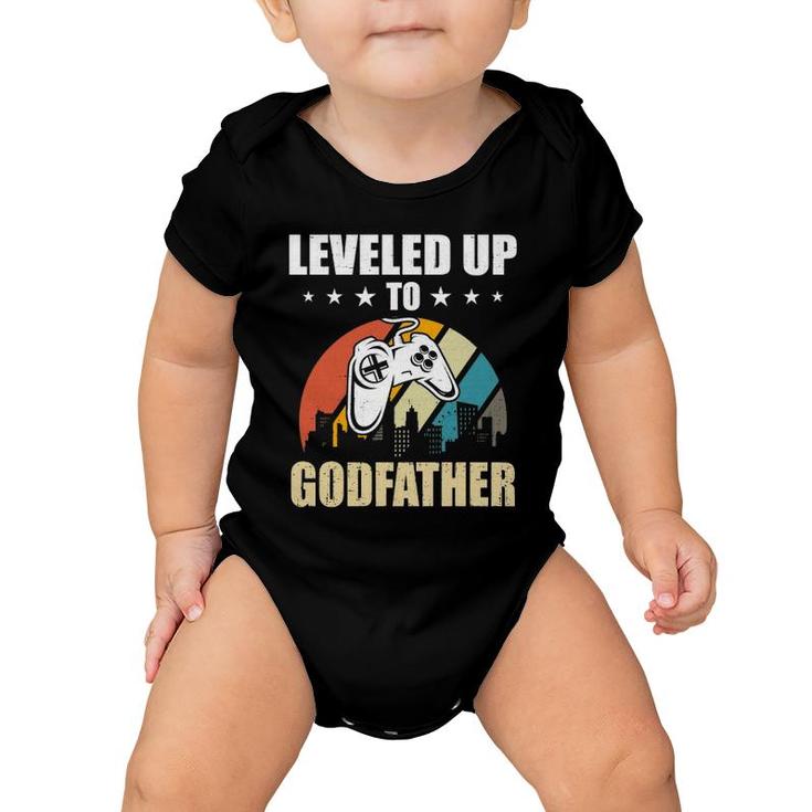 Leveled Up To Godfather Video Gamer Gaming  Baby Onesie