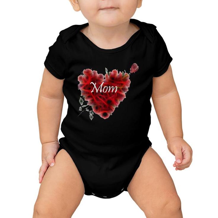 Love You Mom With Heart And Rose Mother's Day Gift Baby Onesie