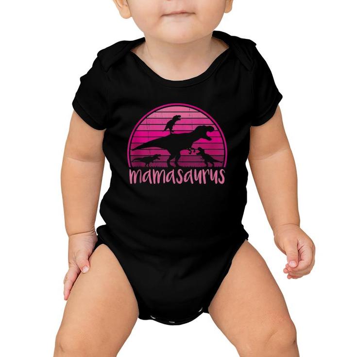 Mamasaurus Rex - 3 Kids Retro Sunset Funny Gift For Mother Baby Onesie