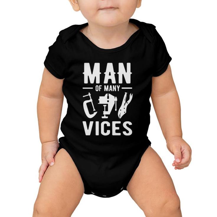 Man Of Many Vices Funny Handyman Dad Baby Onesie