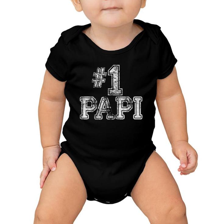 Mens 1 Papi - Number One Father's Day Gift Baby Onesie