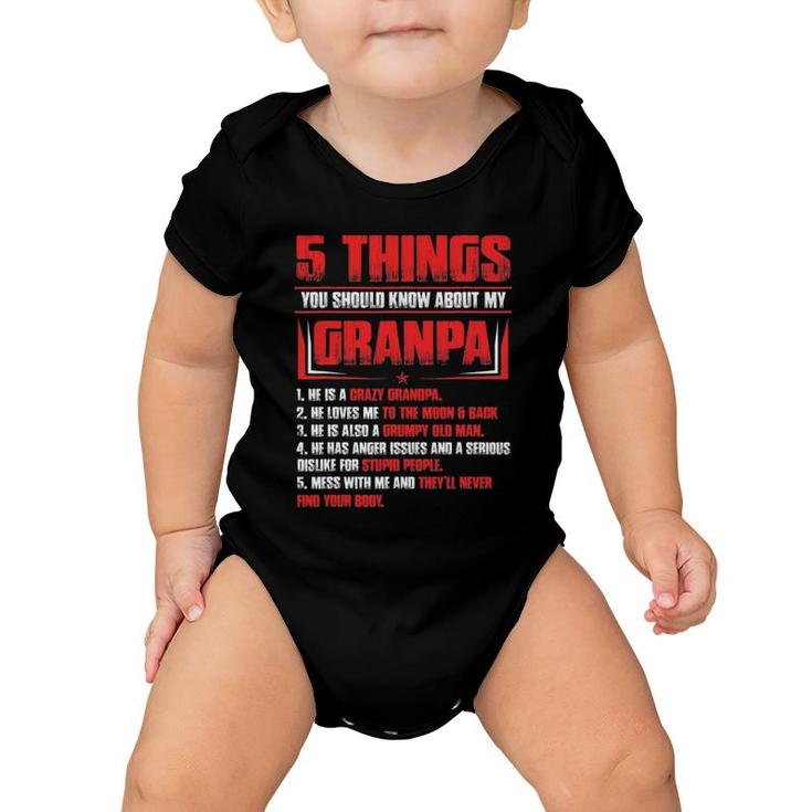 Mens 5 Things You Should Know About My Grandpa Father's Day Gift Baby Onesie