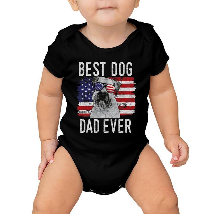 Mens American Flag Best Dog Dad Ever Soft Coated Wheaten Terrier Baby Onesie