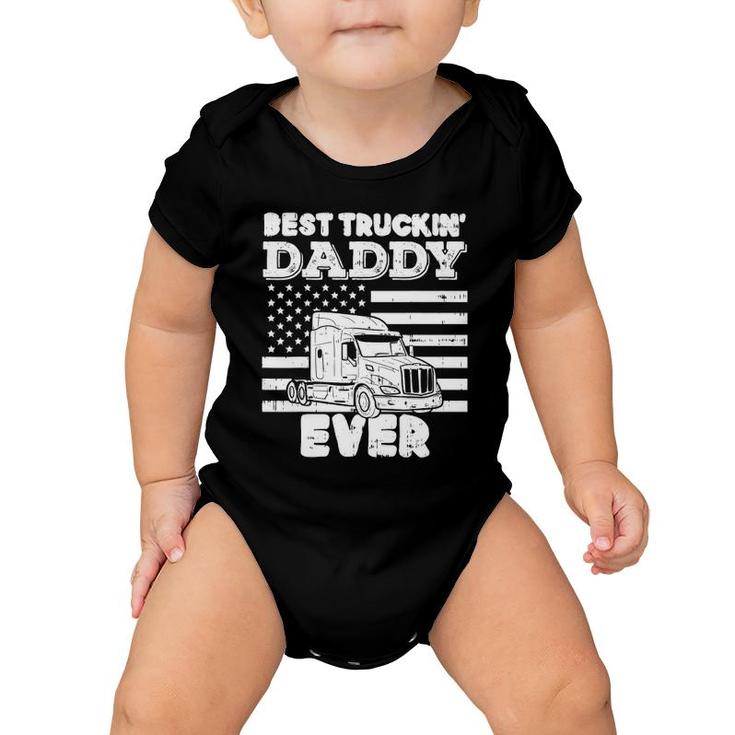 Mens American Flag Best Truckin Daddy Truck Driver Trucker Gift Baby Onesie