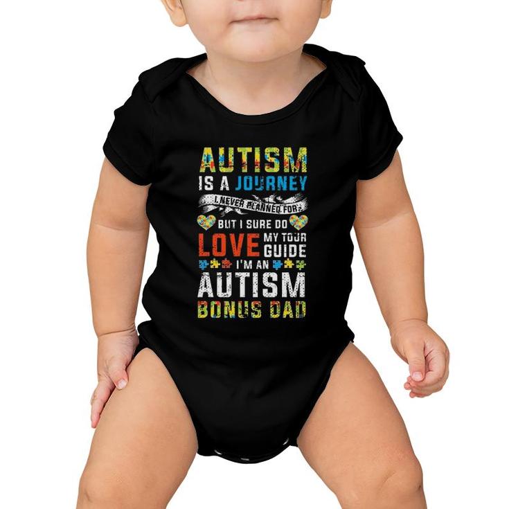 Mens Autism Bonus Dad Journey Quote Autism Awareness Baby Onesie