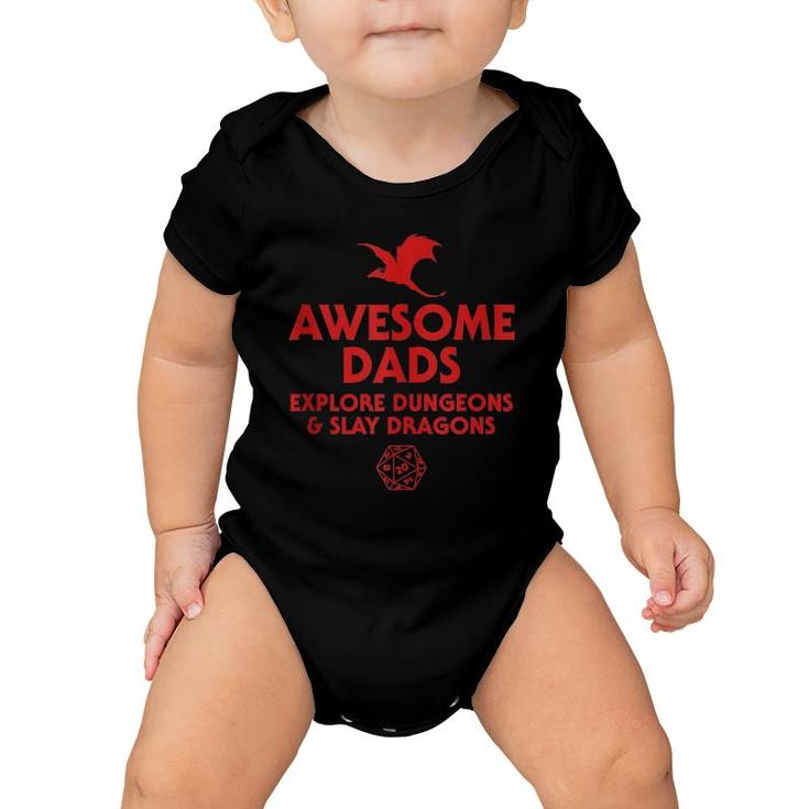 Mens Awesome Dads Explore Dungeons And Slay Dragons, Dad Gift  Baby Onesie
