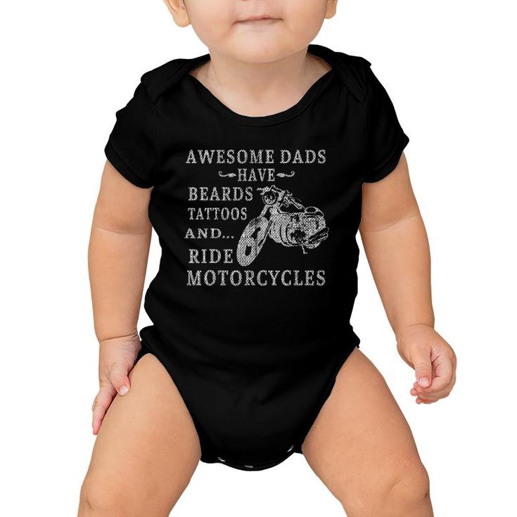 Mens Awesome Dads Have Tattoo Beards Ride Motorcycles Father's Day Baby Onesie