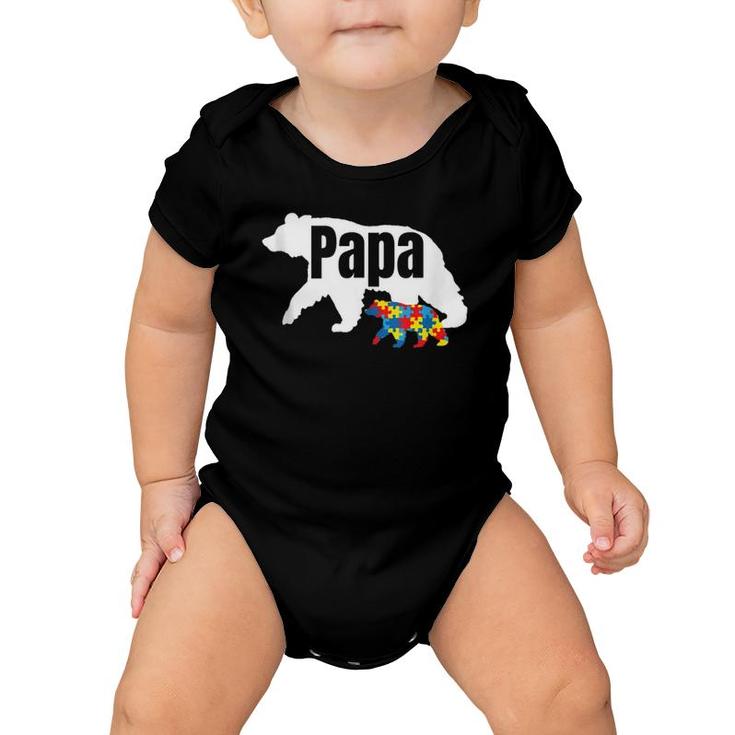 Mens Bear With Cub Cool Autism Awareness Papa Dad Baby Onesie