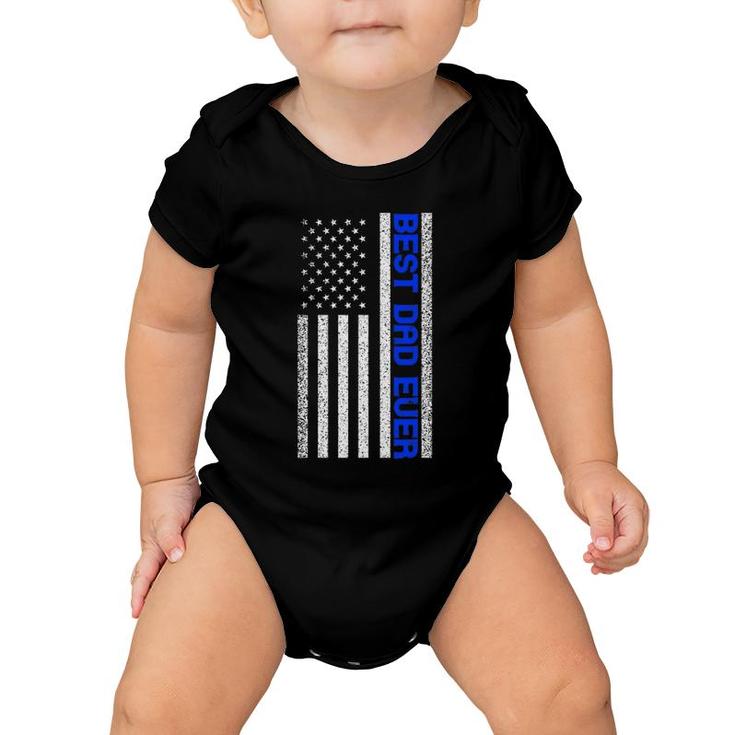 Mens Best Dad Ever Thin Blue Line Dad Father's Day American Flag Baby Onesie