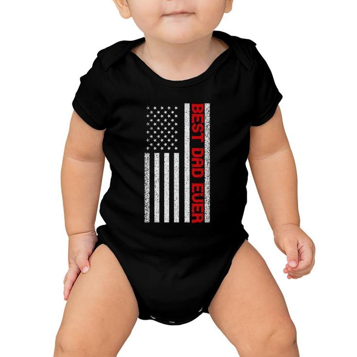 Mens Best Dad Ever Thin Red Line Dad Fathers Day American Flag Baby Onesie