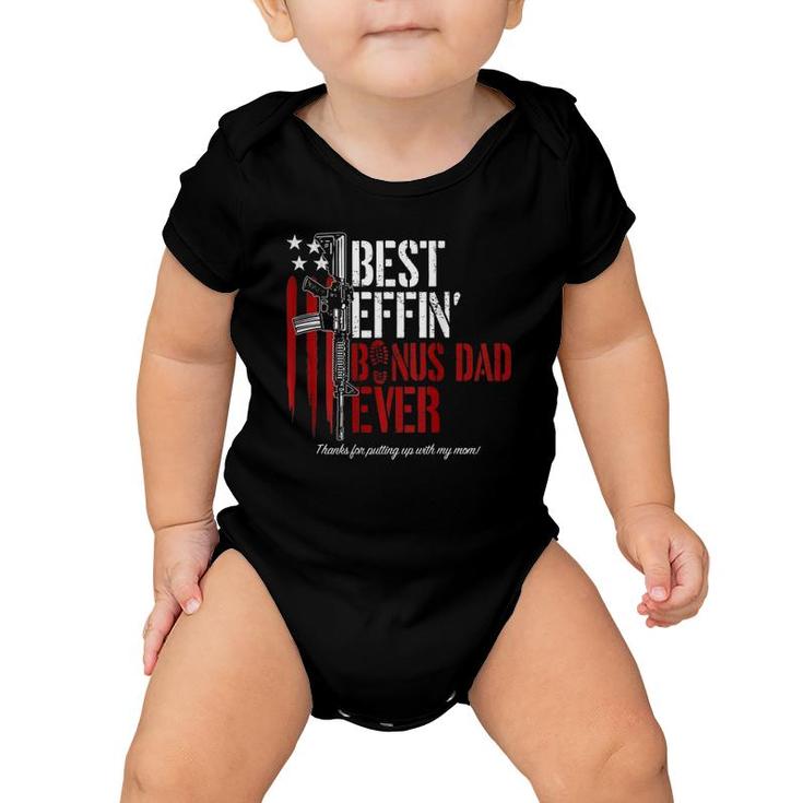 Mens Best Effin’ Bonus Dad Ever Gun Rights American Flag On Back Baby Onesie
