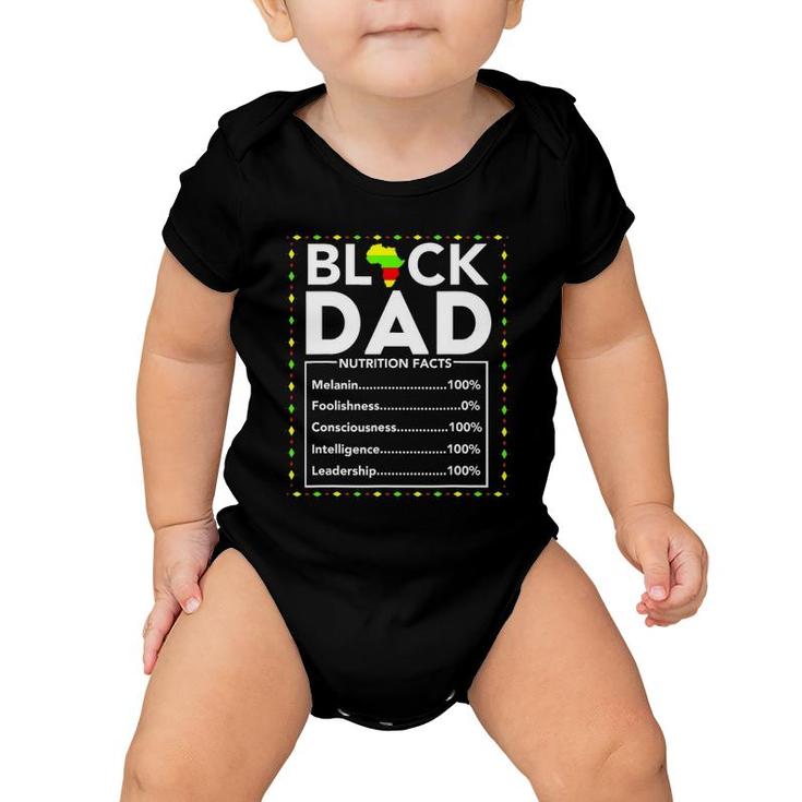 Mens Black Dad Nutrition Facts King Daddy Father Fun Baby Onesie