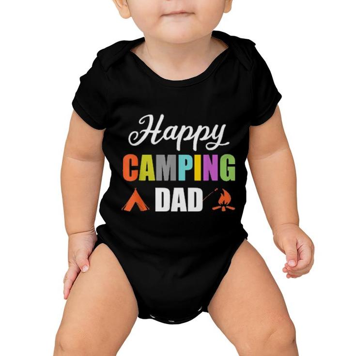 Mens Campfire Tent Camper Dad Father Happy Camping  Baby Onesie