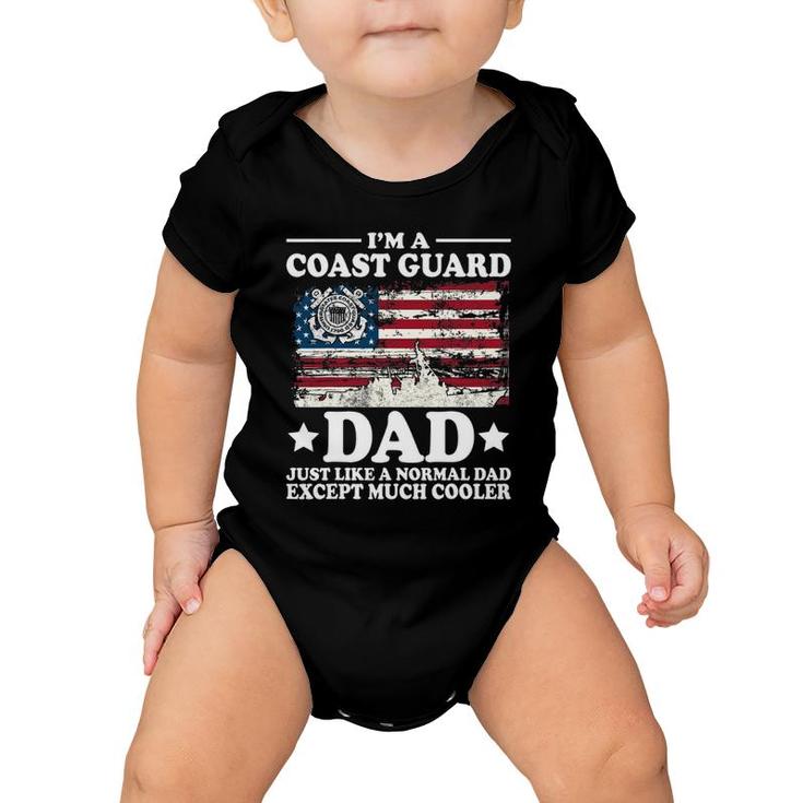Mens Coast Guard Dad American Flag Military Family Gift Baby Onesie