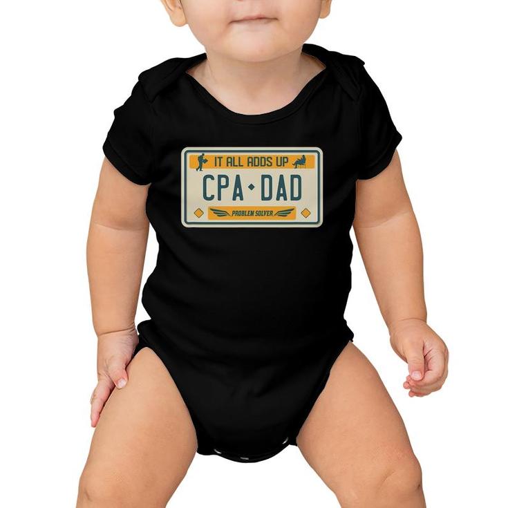 Mens Cpa Dad Funny Accountant Accounting License Place Baby Onesie