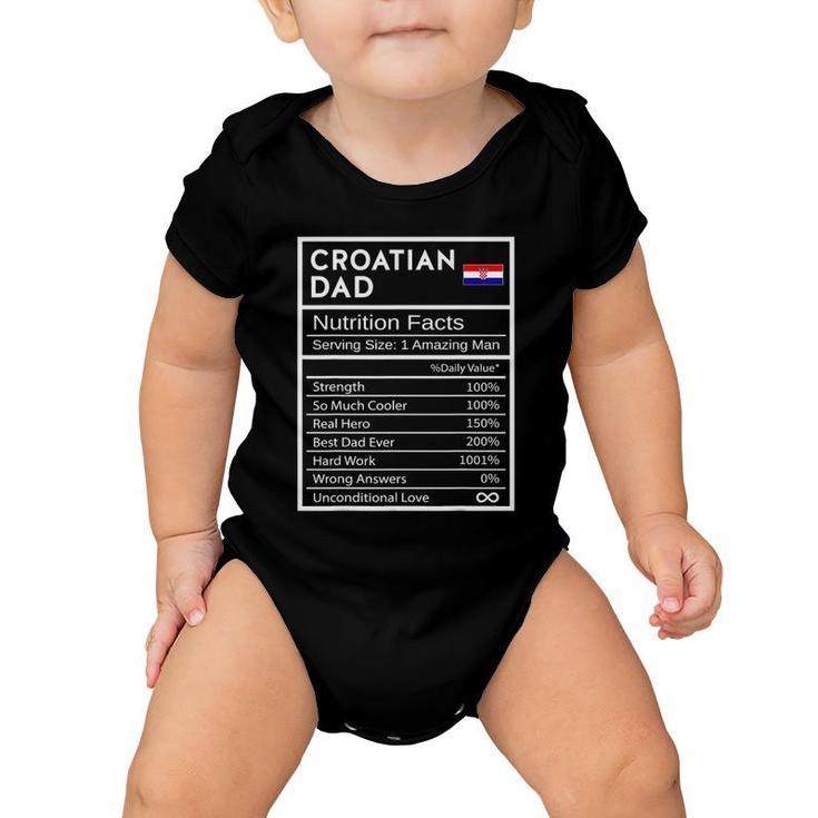 Mens Croatian Dad Nutrition Facts National Pride Gift For Dad Baby Onesie