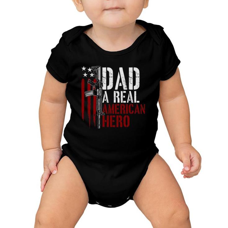Mens Dad A Real American Hero Daddy Gun Rights Ar-15 Ver2 Baby Onesie