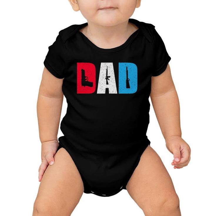 Mens Dad And Guns Collection Red White And Blue Baby Onesie