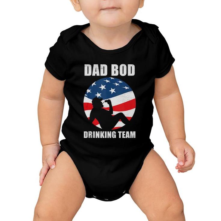 Mens Dad Bod Drinking Team American Us Flag Vintage Father's Day  Baby Onesie