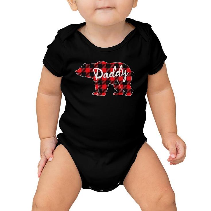 Mens Daddy Bear Buffalo Plaid Family Matching Father's Day Baby Onesie
